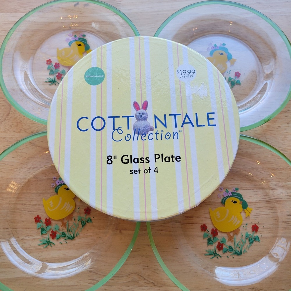 Cottontale Collection Plates‎ Set Of 4 Spring Chick 8" Glass Painted 2005 New IB